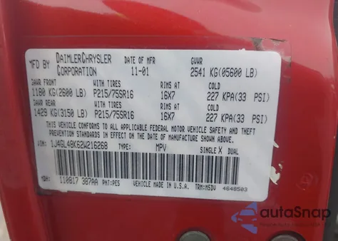 2002 Jeep Liberty Sport from USA, damaged, VIN 1J4GL48K62W216268